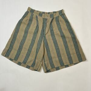 Free People CP Shades Bermuda Shorts Women’s Size Medium Olive Green Blue Stripe